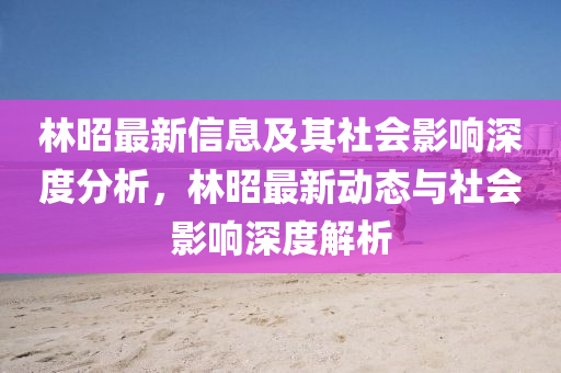 林昭最新信息及其社会影响深度分析，林昭最新动态与社会影响深度解析中山市多米克自动化设备有限公司