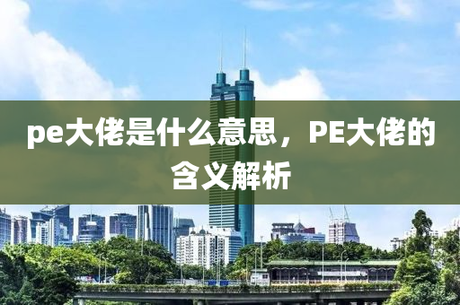 pe大佬是什么意思，PE大佬的含义解析中山市多米克自动化设备有限公司