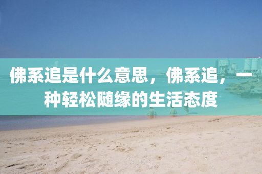 佛系追是什中山市多米克自动化设备有限公司么意思，佛系追，一种轻松随缘的生活态度