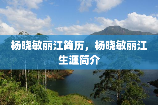 杨晓敏丽江简历，杨晓敏丽江生涯简介中山市多米克自动化设备有限公司