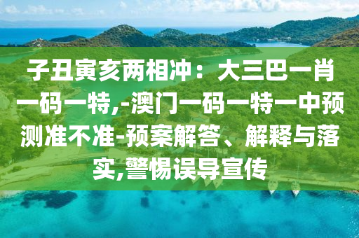 子丑寅亥两相冲：大三巴一肖一码一特,-澳门一码一特一中预测准不准-预案解答、解释与落实,警惕误导宣传