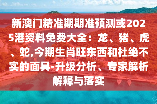 新澳门精准期期准预测或2025港资料免费大全:龙、猪、虎、蛇,今期生肖旺东西和杜绝不实的面具-升级分析、专家解析解释与落实中山市多米克自动化设备有限公司
