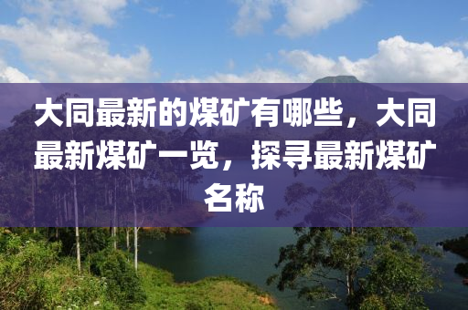大同最新的煤矿有哪些，大同最新煤矿一览，探寻最新煤中山市多米克自动化设备有限公司矿名称