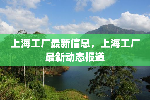 上海工厂最新信息,上海工厂最新动态报道