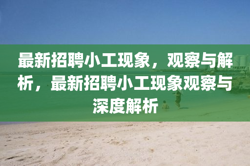 最新招聘小工现象,观察与解析,最新招聘小工现象观察与深度解析中山市多米克自动化设备有限公司