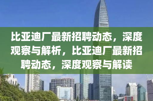 比亚迪厂最新招聘动态,深度观察与解析,比亚迪厂最新招聘动态,深度观察与解读中山市多米克自动化设备有限公司