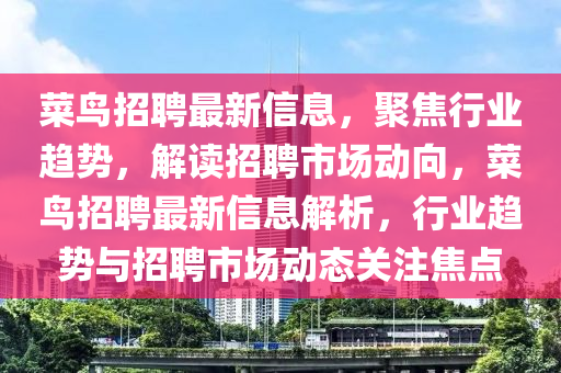 菜鸟招聘最新信息,聚焦行业趋势,解读招聘市场动向,菜鸟招聘最新信息解析,行业趋势与招聘市场动态关注焦点中山市多米克自动化设备有限公司