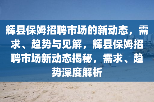 中山市多米克自动化设备有限公司辉县保姆招聘市场的新动态,需求、趋势与见解,辉县保姆招聘市场新动态揭秘,需求、趋势深度解析